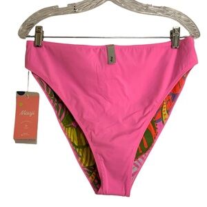 Maggi Pink Bikini/tankini bottoms, reversible to floral pattern sz 3XL, NWT